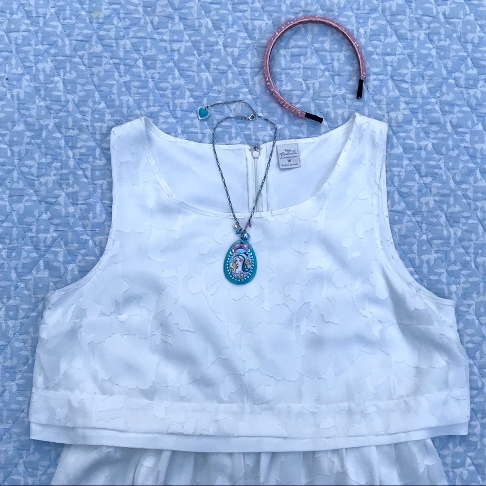 LC x Disney Cinderella White Floral Popover Dress